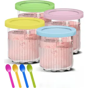 Replacement for  Creami Pints and Lids - 4 Pack, 24oz Creami Pint Containers Compatible with NC500 NC501 Series, Creami Deluxe Pints