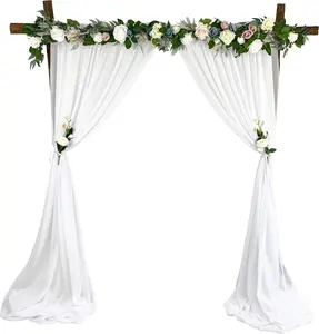 EHLDekol Sheer Chiffon Backdrop Curtains 10ft x 10ft， Chiffon Fabric Drapes for Wedding, Long Sheer Curtain for Living Room, Party Stage Decoration (White, 120 x 120 Inch) brat  curtain cheese  cloth  table  runner Banners Ornaments blacking curtains