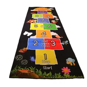 Hopscotch Rug - Kids Rug - Playroom Rug for Kids Room Daycare, Nursery - Cute Indoor or Outdoor Play Carpet for Children - Fun, Educational Games for Boys & Girls