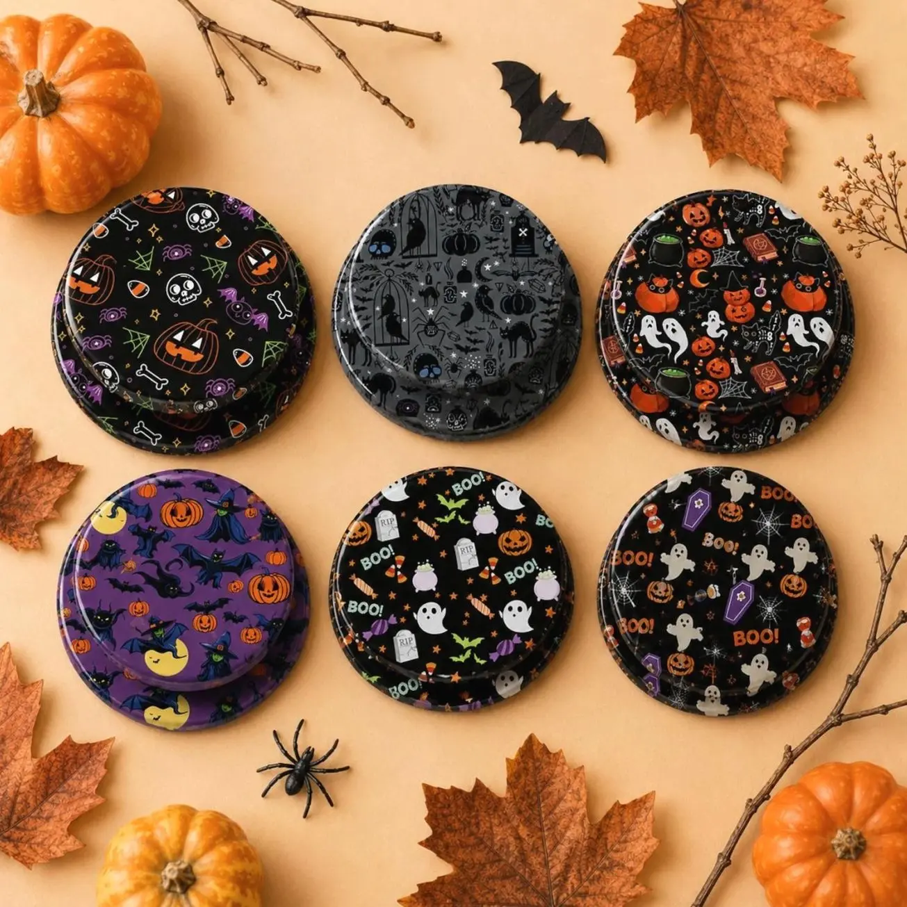 Spooky Halloween Magnetic Phone Grip, Cute Ghost and Pumpkin Pop Socket, Goth Witchy Phone Stand Holder, Fall Season Gift