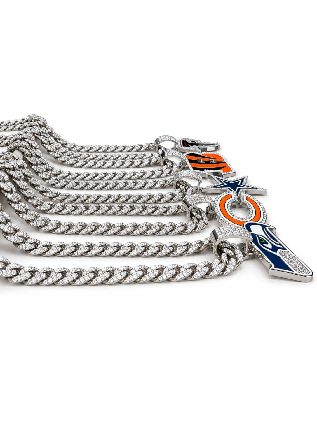 32 Cities Iced Out Letter Pendant Chain Necklace for Men Women - Hip Hop Miami Cuban Link Bling Streetwear Jewelry Gold Silver