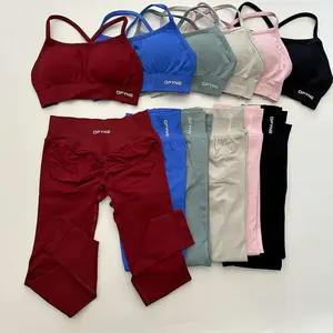 Dfyne Dynamic Leggings & Backless Sports Bra Set – Seamless Sculpting Activewear for Gym & Training Skinny Sportswear Lightweight Compression Sportswear Casual Workout Loungewear