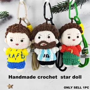 Handmade Crochet C Ronaldo Doll, Riyadh Victory Jersey, Messi Blue 10 Jersey, Portugal Captain CR7 Soccer Figure, Fan Gift,Handmade Soccer Athlete Amigurumi - Personalized Sports Gift, World Cup Champion Souvenir Gift