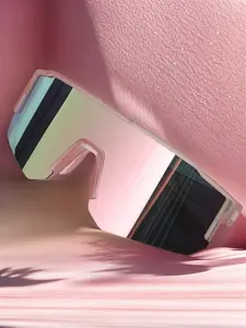 Baby Polarized Lens Geometric Gradient Motorcycle Bike Nylon Tr90 Frameless Sports Glasses, Breathable Ventilated All-Season Protection, Polarized Sports Sunglasses