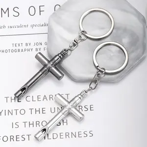 A Customizable Laser-engraved Creative Cross Whistle Keychain That Can Be Blown, A Fun Keychain For Couples, Hip-hop Trendy Backpack Pendant