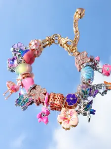 Summer Floral Butterfly Charm Bracelet, DIY Bear Firebird Shell Bracelet, Beach Vacation Jewelry, Unique Handmade Accessory