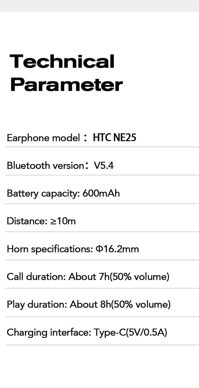HTC NE25 Translation Earbuds, Real-time Translation, Open Wireless Bluetooth Headphones, Supports 134 Languages ​​with App, Vibrant Color Touchscreen, OWS Technology, Integrated Microphone, High-Quality Sound, Compatible with iOS and Android
