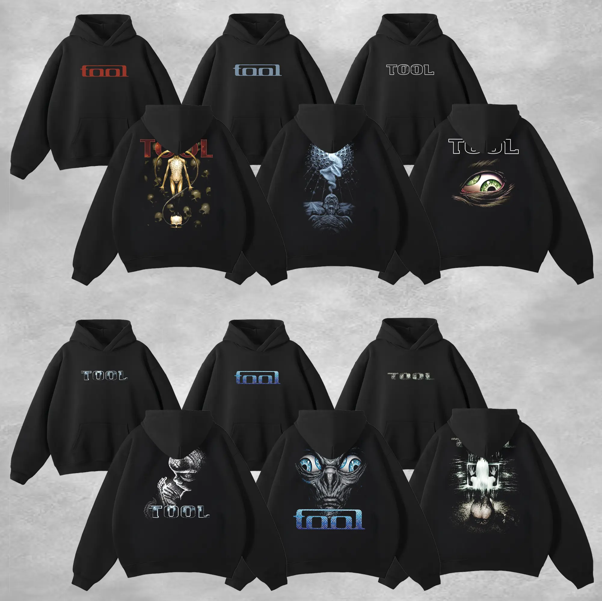 [Collection] Men's Tool Band Tribute Heavy Metal Round Neck Short-Sleeve Tee - Casual Fitted, 90s Vintage Graphic Print, Aesthetic Fabric, Grunge Streetwear Hoodie-Inspired Alt Outfits with Pocket