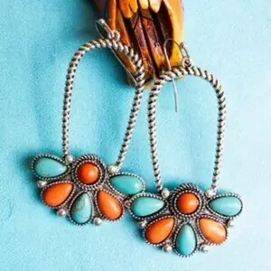 Orange and Turquoise Silverstone Earrings