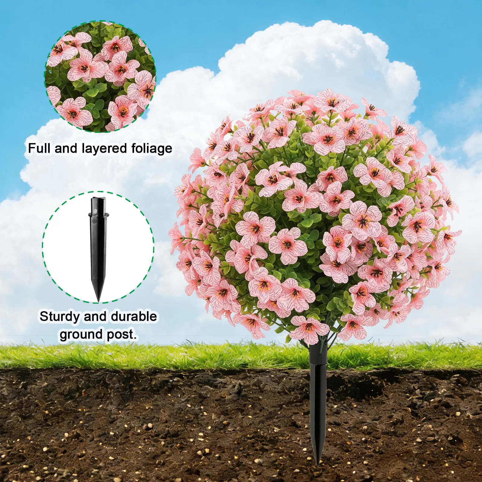 1pc Artificial Fake Blush Pink Flowers Outdoor, Faux Plants Plastic Flowers Spring Summer Decoration for Outside Home Planter Porch Patio Yard Garden Decor