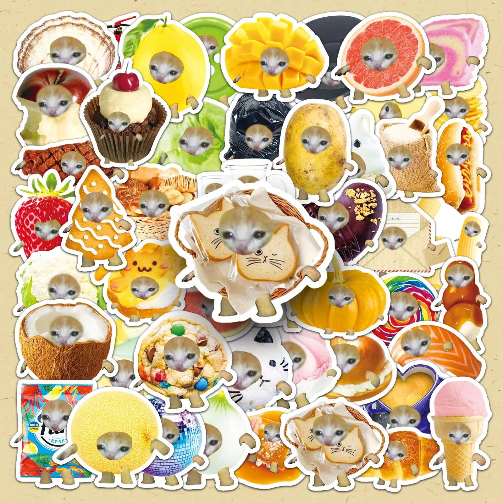 Cute Cat Pattern Sticker, 100pcs/set Sticker Packs, Funny Cartoon Cat Sticker, DIY Decorative Sticker for Scrapbooking, Journaling, Gift Wrapping, Funny Stickers, Cute Animal Stickers