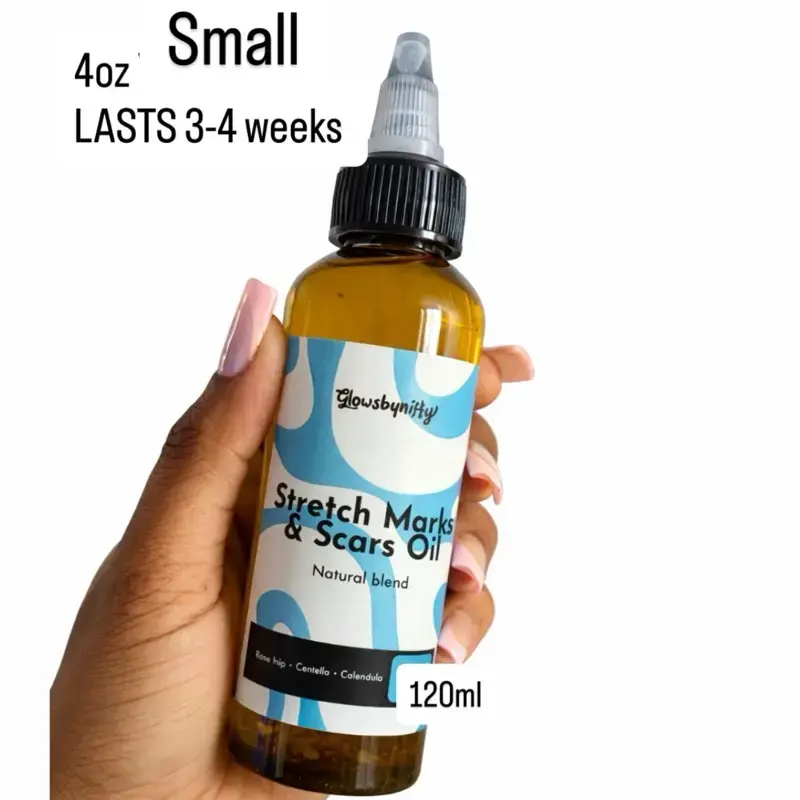 Stretch Marks & Scars Oil Natural Blend Infused with Botanicals for Nourishing & Boosting Skin Elasticity Deluxe ( 4oz & 8.5oz )