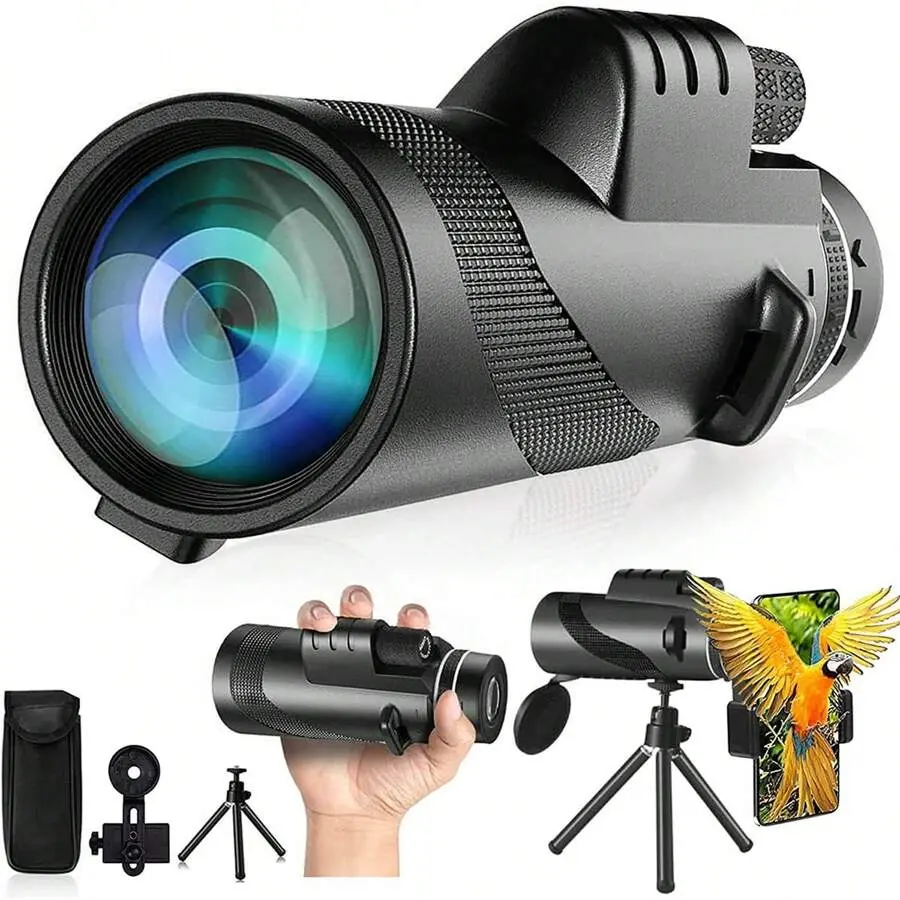 Monocular Telescope, 80x100 High Mag. Large Aperture HD Compact ABS Portable Single-Tube Telescope - No Camera Clip/Tripod, for Bird and Stargazing Enthusiasts (Tele Function Included)