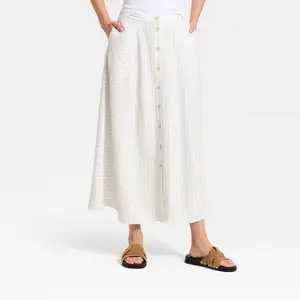 Women's Maxi A-Line Skirt - Universal Thread Light Blue Striped XS