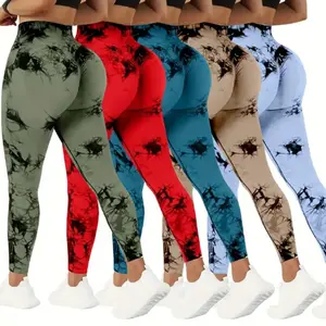 Women's High Waist Tummy Control Tie-Dye Yoga Pants, Seamless Sport Leggings, Butt Lifting Workout Tights for Gym and Daily Wear