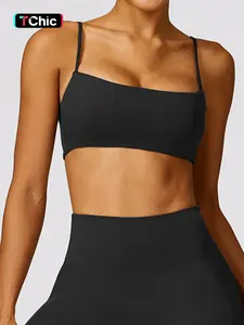 Women's Solid Backless Sports Bra, Sporty Breathable Comfortable Quick Drying Bra, Ladies Sportswear for Yoga Gym Fitness