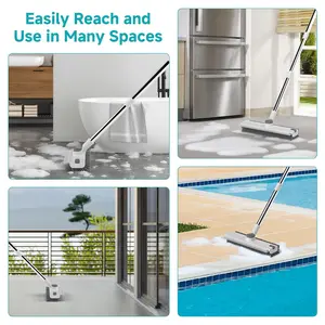 Deep‑Clean Floor Scrub Brush — Long Adjustable Handle & 90° Stiff Bristle Head