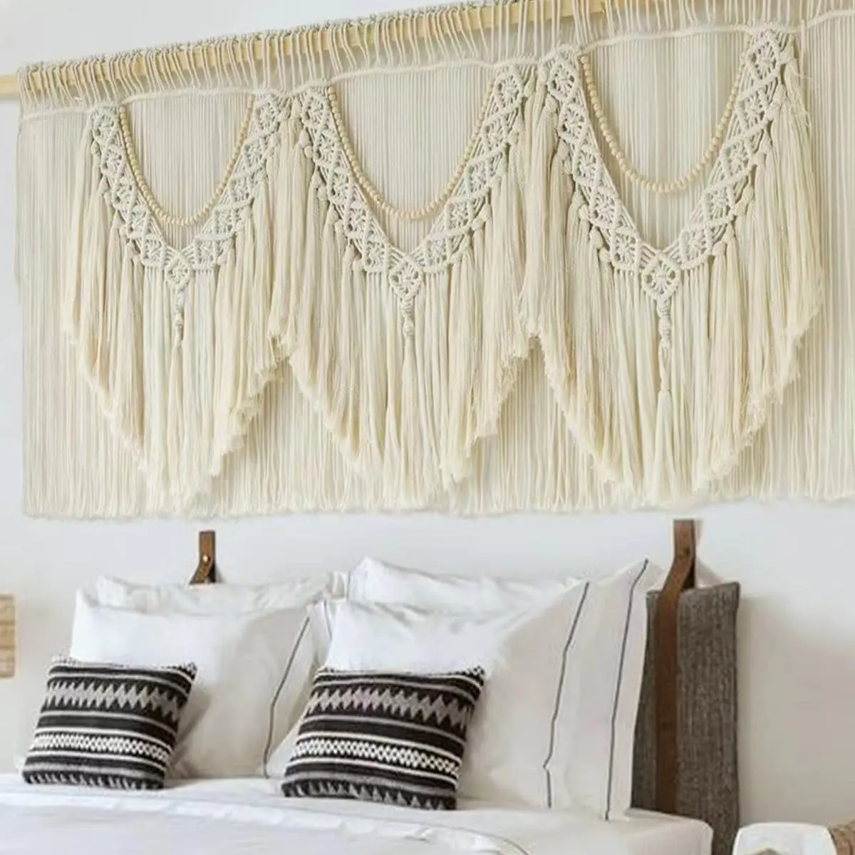 Macrame Wall Decor 75" W x 35" L  Macrame Wall Hanging Craftsmanship Boho Wall Decor