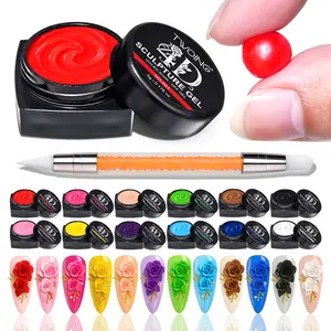 TWOING 12 Colors 3D 4D Sculpture Gel Kit with Pen for Nail Art Modeling Carving & Sculpting Gel for Nail Design Painting Drawing DIY Salon Decoration Manicure