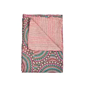 Taj Hotel  50 x 70 in. Kantha Cotton Throw Blanket - 328