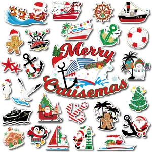26 count Merry Christmas Cruise Door  Decorations, Holiday Cruise Ship Door  for  Fridge Refrigerator Holiday Anniversary Carnival Anchor Cabin Stickers  Supplies Favors