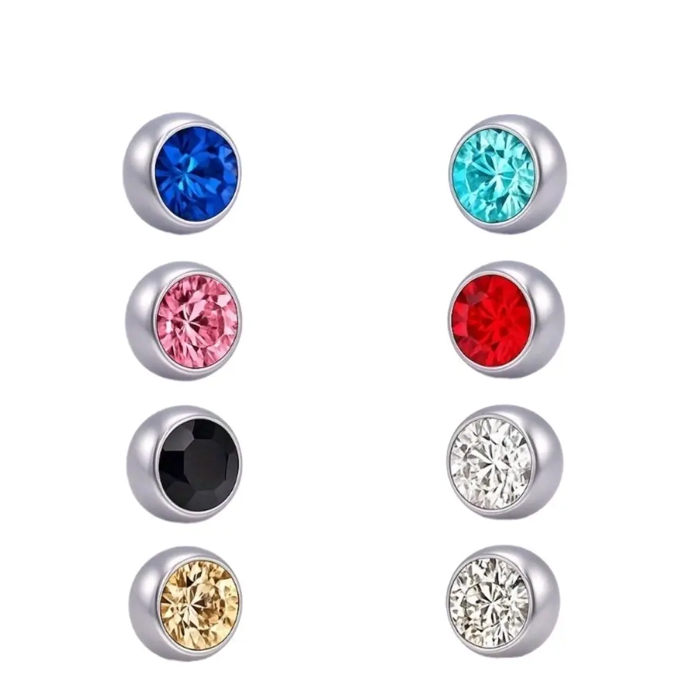 EJG 8-Piece Magnetic Earring Set, 925 Sterling Silver with Cubic Zirconia Inlay. No piercing required, suitable for sensitive ears, unisex, perfect gift.