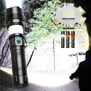 High Power USB Rechargeable Flashlight, 2000 Lumens Bright Light Flashlight, Zoom Long Battery Life Handheld Light, Outdoor Camping Lighting, Home Daily Lighting