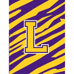 212 MAIN Letter L Monogram House Flag in Purple & Gold Tiger Stripe, Heavyweight 100% Polyester, Weatherproof & Fade-Resistant for Outdoor Decor, 28 x 40 in., Rectangle