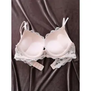 Luxurious Comfort Bra - Double Strap, Thick Cup, Push-Up, Breathable Mesh Design, Soft Lace Trim, Everyday Wear, Mature Style, Women's Lingerie & Underwear for Comfortable Support