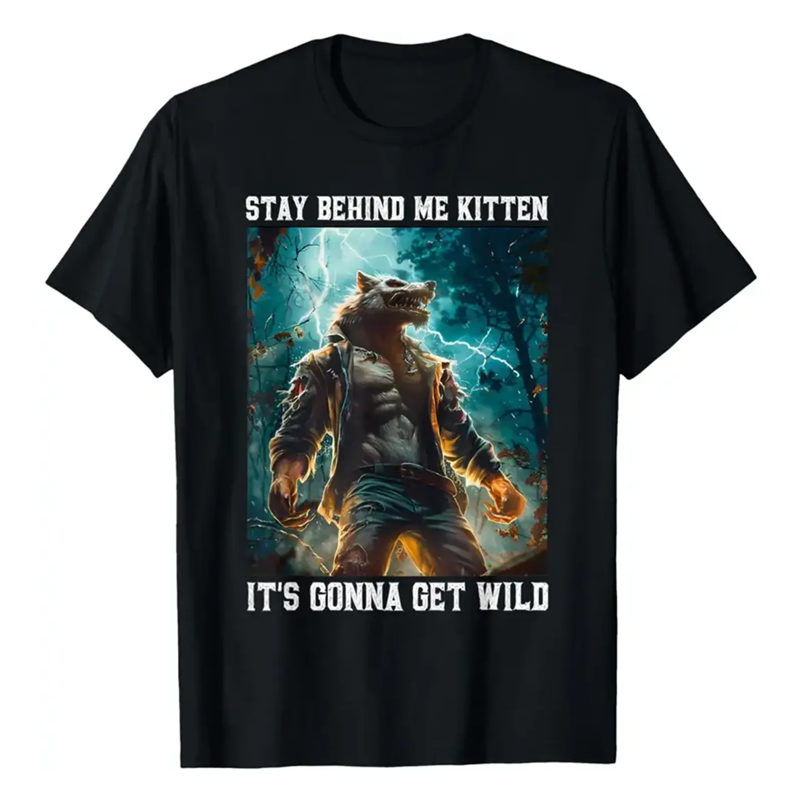 Soft Cotton Unisex Dark Fantasy Werewolf Quote Crew Neck Casual T-Shirt
