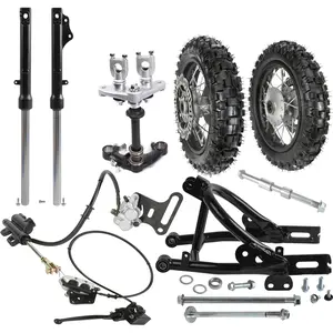 10" Wheels Front 2.50-10 & Rear 3.00-10 Tire Rim + Front Forks Shock Triple Clamp+ Rear Swingarm +Disc Brake Assembly for Mini Dirt Pit Bike Razor SSR CRF50 XR50 70cc 90cc 110cc