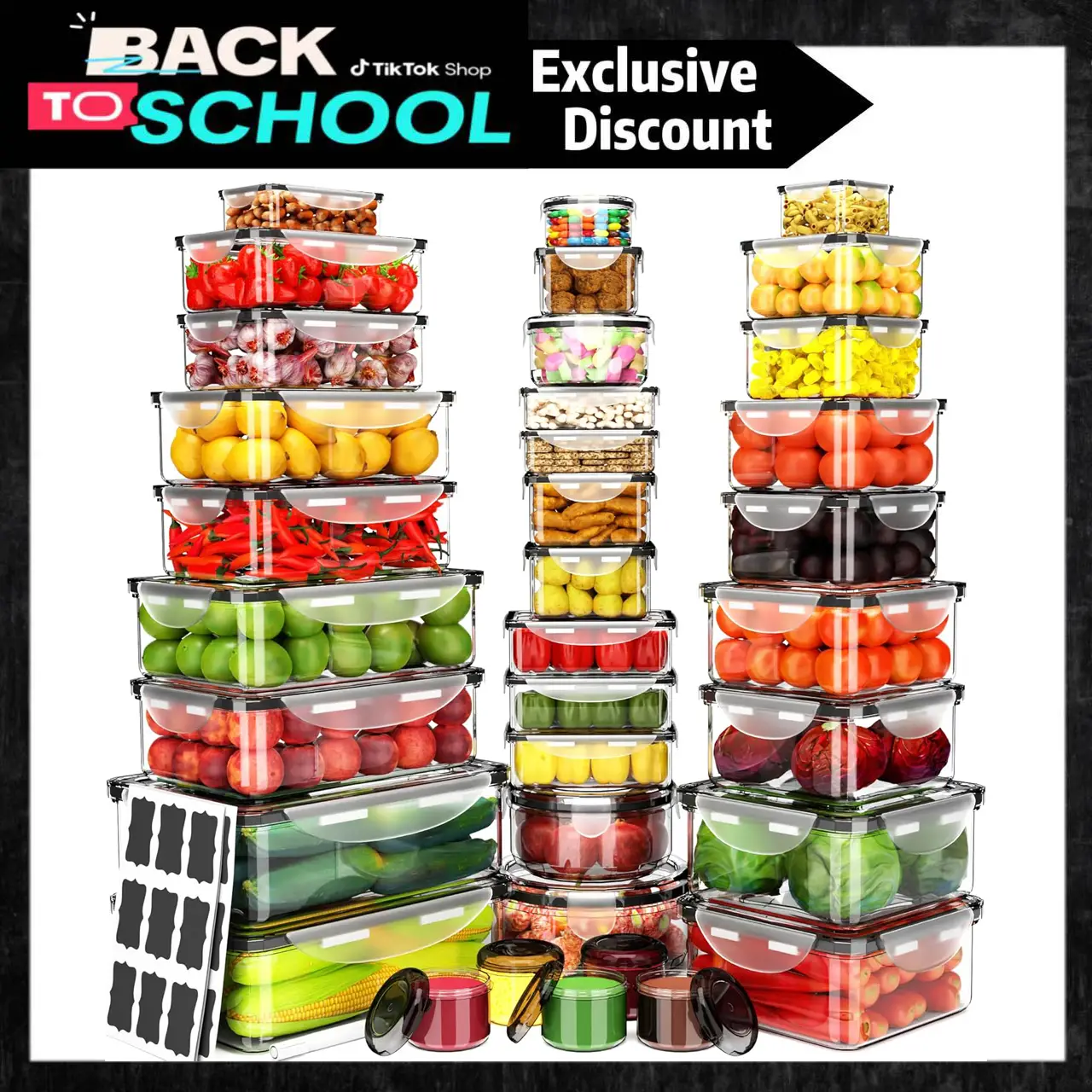 [Official] AISOON 50/40/18 PCs Airtight Food Storage Containers BPA-Free Leak-Proof Stackable Freezer & Microwave Safe Glass Kitchen Plastic Utensils