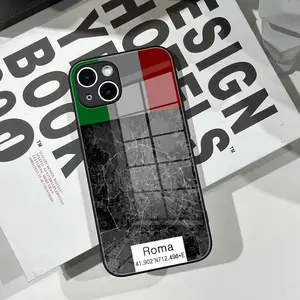 Black and white map of Rome streets with the Italian flag Phone Case For iPhone 17 16 Promax 15 Pro 14 Plus 13 Pro 12 mini 11 Samsung Galaxy S25 Plus S24 Ultra S23 Glass phone case
