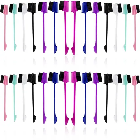 GHKFS Unisex 3-in-1 Edges Brush with Double-Sided Plastic Detangling Comb, Built-in Brush & 3-Sided Design, Daily Grooming Hair Styling Accessory Pack