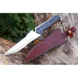 Stainless Steel Krauser's Knife With Leather Sheath | Camping | Hunting Knife
