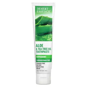 Desert Essence Aloe & Tea Tree Oil Toothpaste, Peppermint, 6.25 oz (176 g)