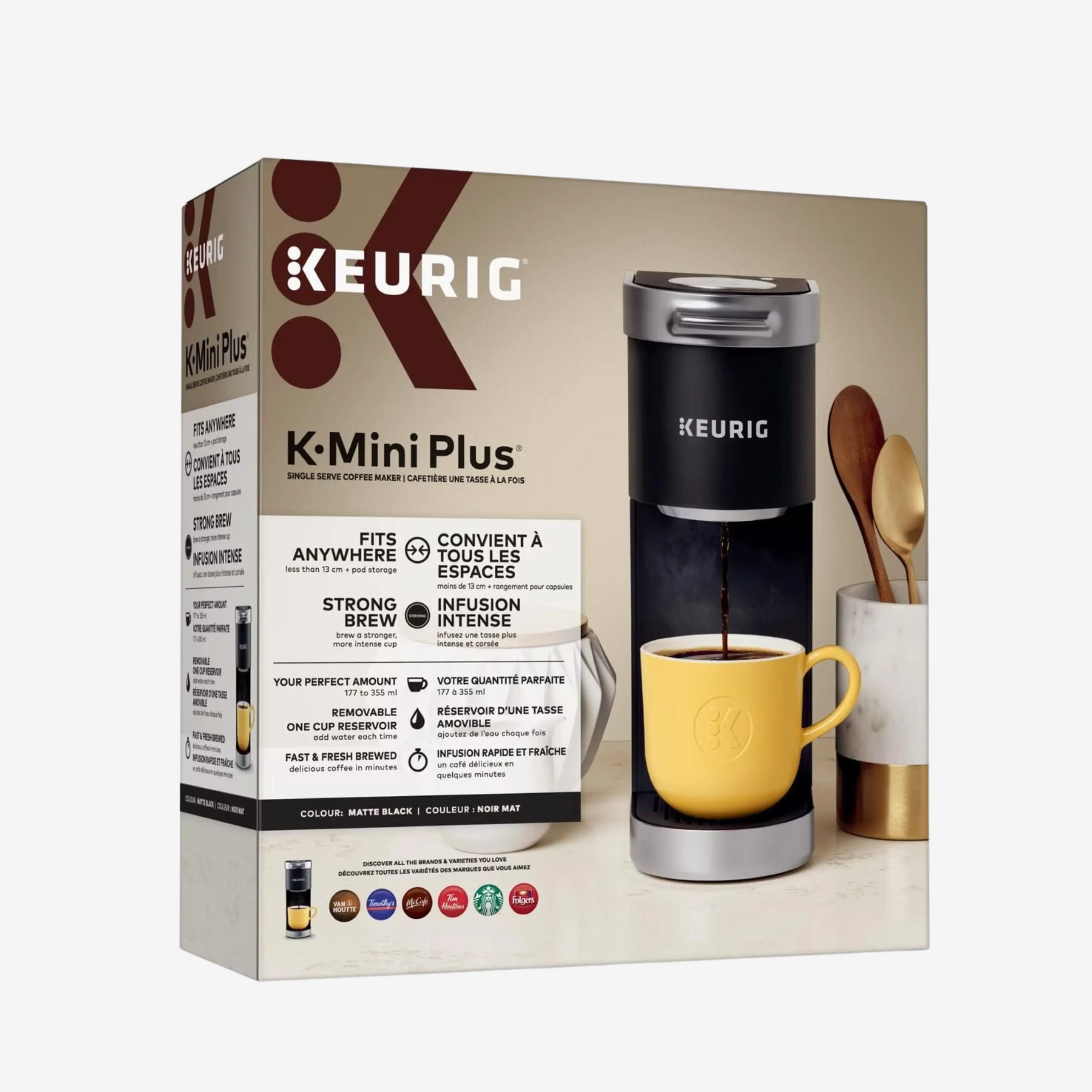 Keurig K-Mini Plus Single Serve Coffee Maker Black Strong Brew 6-12 oz K-Cup Pod Coffee Brewer with Pod Storage