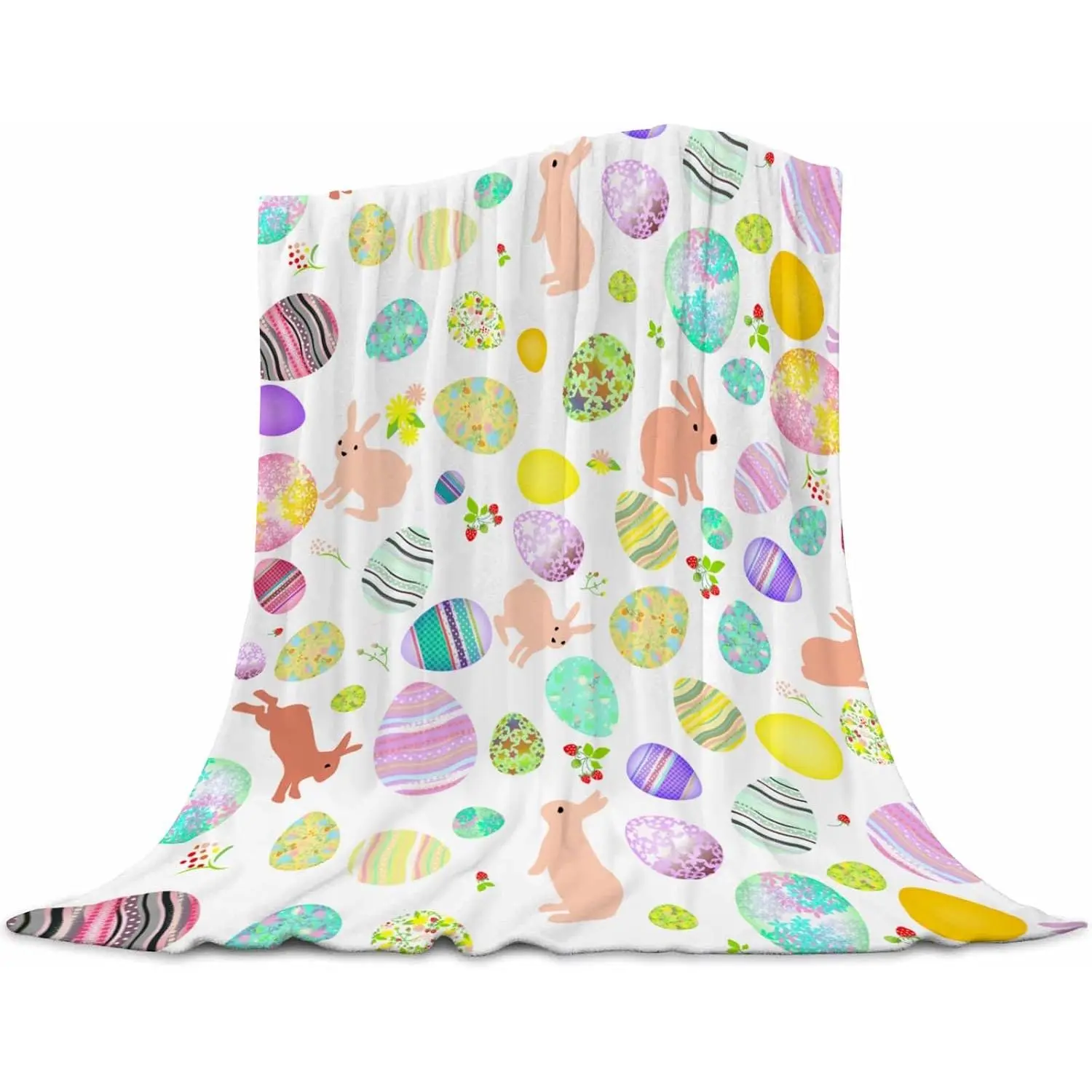 Easter Throw Blanket Eggs Blankets Soft Lightweight Flannel Warm Cozy Easter Blankets and Throws Gifts for Easter Decorations for Kids Adults