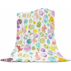 Easter Throw Blanket Eggs Blankets Soft Lightweight Flannel Warm Cozy Easter Blankets and Throws Gifts for Easter Decorations for Kids Adults