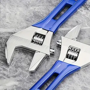 1 pcs Adjustable Wrench Set, Large Opening Adjustable Wrench, Wide Mouth Black Oxide Wrench with Cushioned Handle Hand Tool, Cr-V Steel, Suitable for Home, Garage, Workshop and DIY Auto Repair Tools