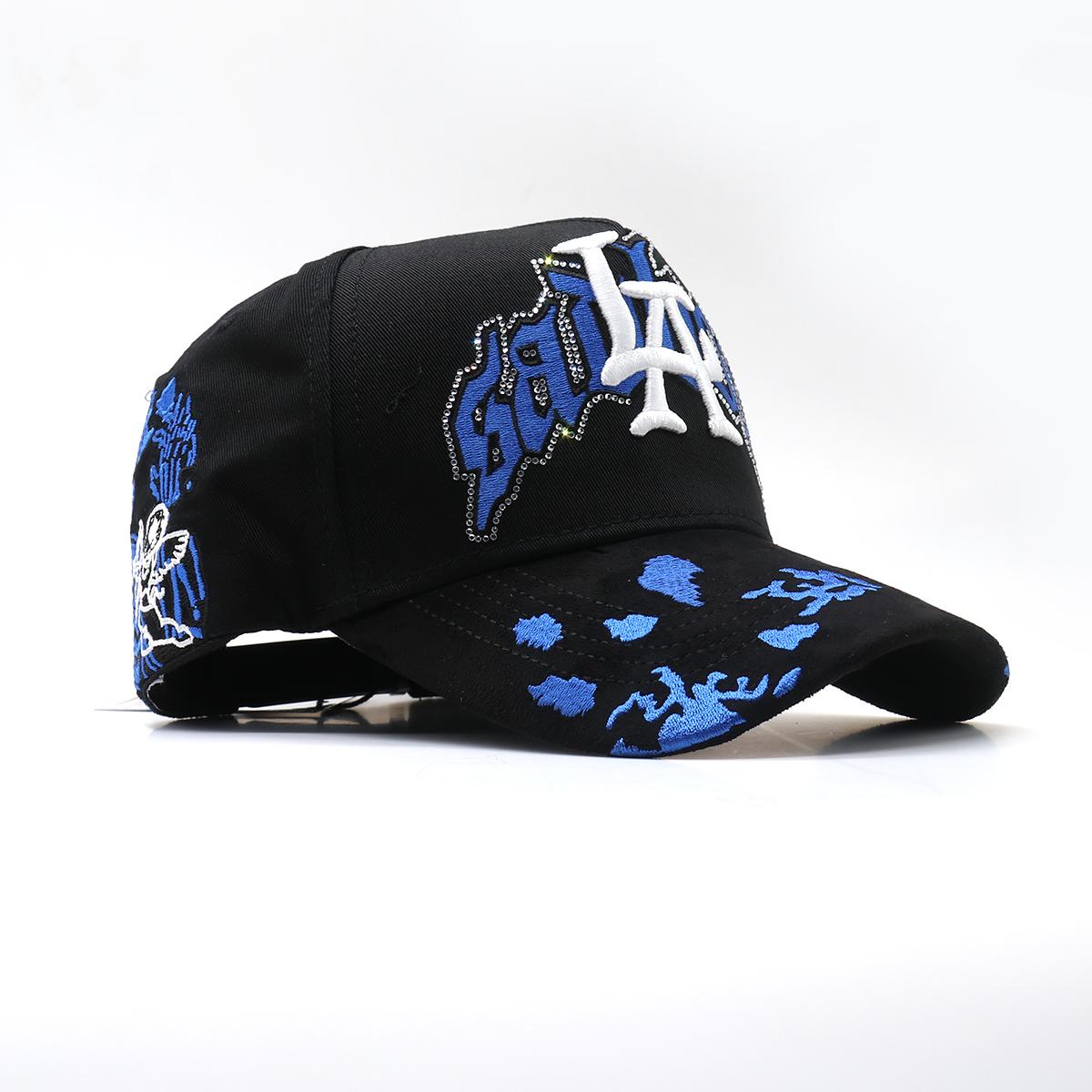 Hip Hop Street Fashion Snapback Cap, Y2K Rhinestone Embroidered Graffiti Hat, Adjustable Urban Streetwear Baseball Cap for Men