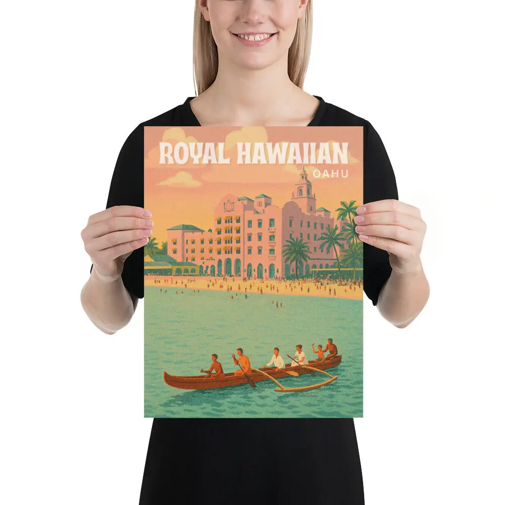 Royal Hawaiian Waikiki Retro Art Poster