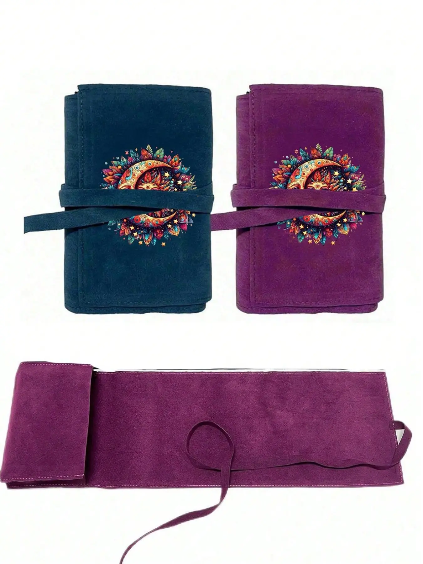 Tarot Card Storage Bag with Sun and Moon Design, Blue, Drawstring Closure, Soft Fabric, Soft Pouch, Portable Case, Travel Storage, Tarot Card Organizer, Ideal Gift