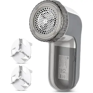 Fabric Shaver and Lint Remover, Sweater Defuzzer with 2-Speeds, 2 Replaceable Stainless Steel Blades, Battery Operated, Remove Clothes Fuzz, Lint Balls, Pills, Bobbles Gray