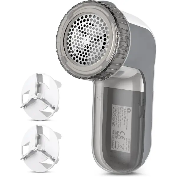 Fabric Shaver and Lint Remover, Sweater Defuzzer with 2-Speeds, 2 Replaceable Stainless Steel Blades, Battery Operated, Remove Clothes Fuzz, Lint Balls, Pills, Bobbles Gray