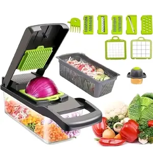 12-in-1 Multifunctional Kitchen Tool, Space-Saving Vegetable Chopper Slicer Dicer for Home Cooking Prep