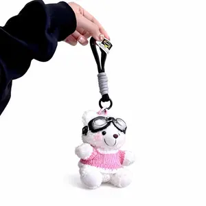 Cute Stuffed Animal Toys Glasses Bear Teddy Bears Keychains Cartoon Mini Plush Teddy Bear Keychain 4-6 Inches Soft Durable Material Kawaii Design