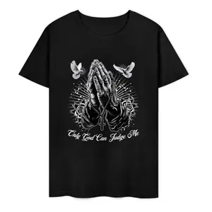 Only God Can Judge Me Prayer Hands Chicano Tattoo Doves T-Shirt graphic tees