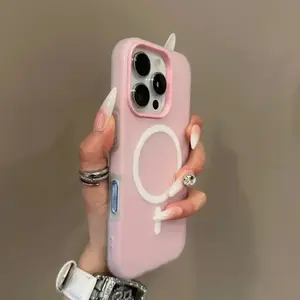 Luxury Candy Color 2 IN 1 For Magsafe Case for iPhone 17Air 17 16 15 14 13 12 11 Pro Max Plus Magnetic Wireless Charge Clear Matte Cover