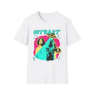 Outkast Unisex-Adult Artist Merch Soft Lightweight Tee with Neon Sunset Tones and Vintage Inspired Portraits 100% Ring Spun Cotton Breathable Cotton